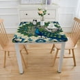 thumbnail image 3 of COMIO Picnic Dining Kitchen Farmhouse Square Tablecloth Blue Peacock Beautiful Watercolor Flowers Peony Bird Feathers Gorgeous Spring Vitality White, 3 of 7