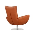 thumbnail image 3 of Modern Lounge Chair In Leather - 22" Orange Kiln-dried Hardwood 3-layer Foam Cushioning Stainless Steel Base Solid Wood Frame Seat With Reinforced Corners High Cushion, 3 of 5