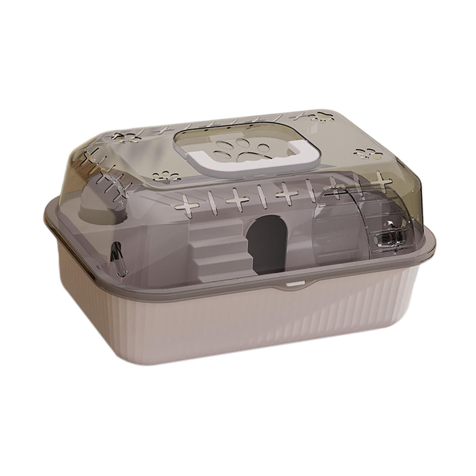 balikha Travel Transparent Hamster House Hamster Carry Case Cage Ventilation Portable Hamster Cage for Guinea Pigs Rats Small Animals Gray