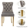 thumbnail image 5 of ODUSE-DAILY Grey Velvet Dining Chairs Set of 4, Kitchen & Dining Room Chairs, Nailheads Tufted, Sillas De Comedor, Fabric Upholstered, Golden Metal Legs (Gray, 4 Pcs), 5 of 11