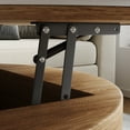 thumbnail image 2 of POVISON Mid-century Modern Coffee Table, Lift Top Coffee Table with Storage, Hidden Compartment, with 3 Ottomans, Brown, 31.49", 2 of 11
