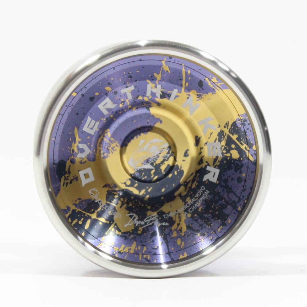 C3yoyodesign Overthinker Yo-Yo - Bi-Metal - Zhou Bowen Signature YoYo (Purple Gold Splash with Silver Rings)