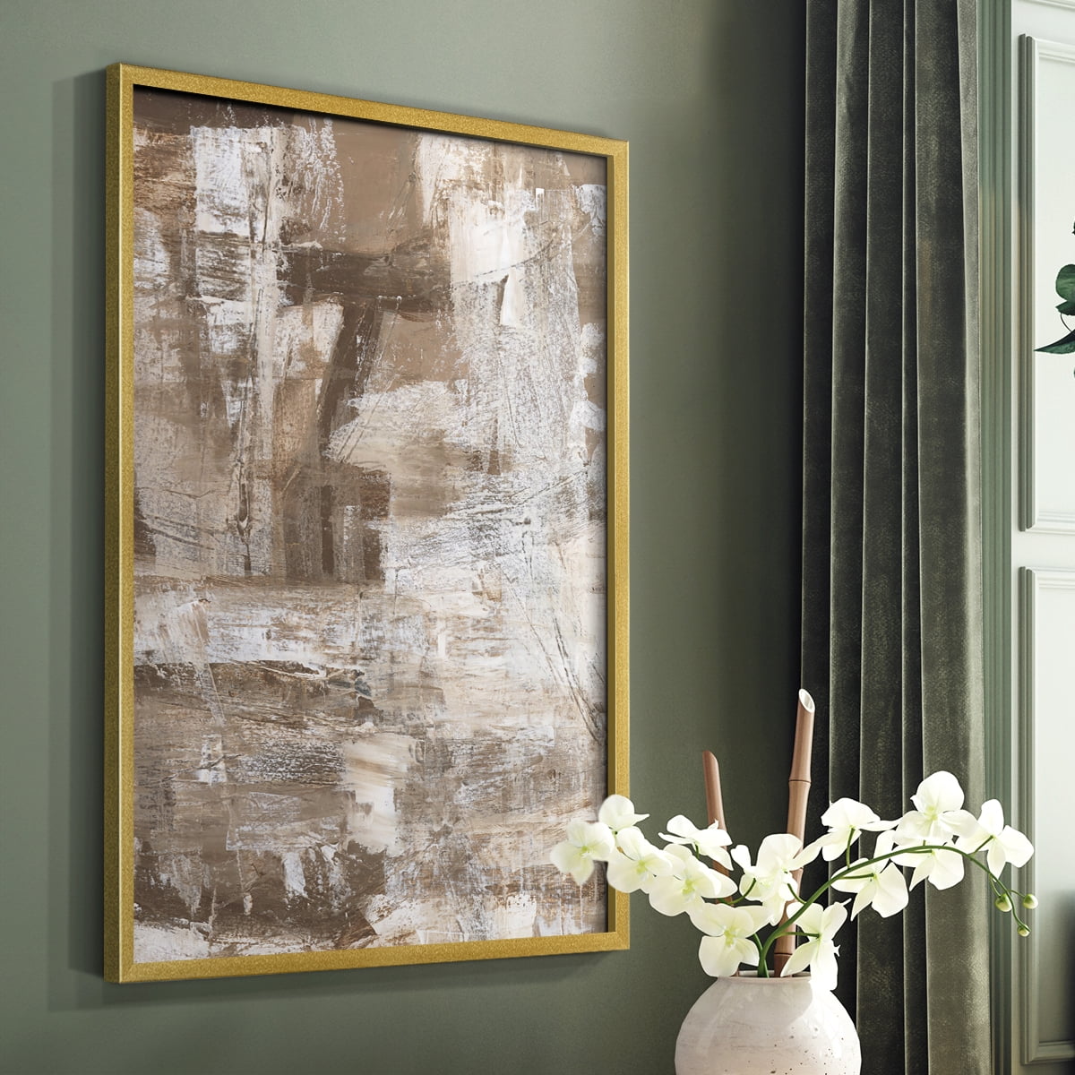 Bronzed II Framed Print in Gold Solid Wood Framed Print No Nail Hanging
