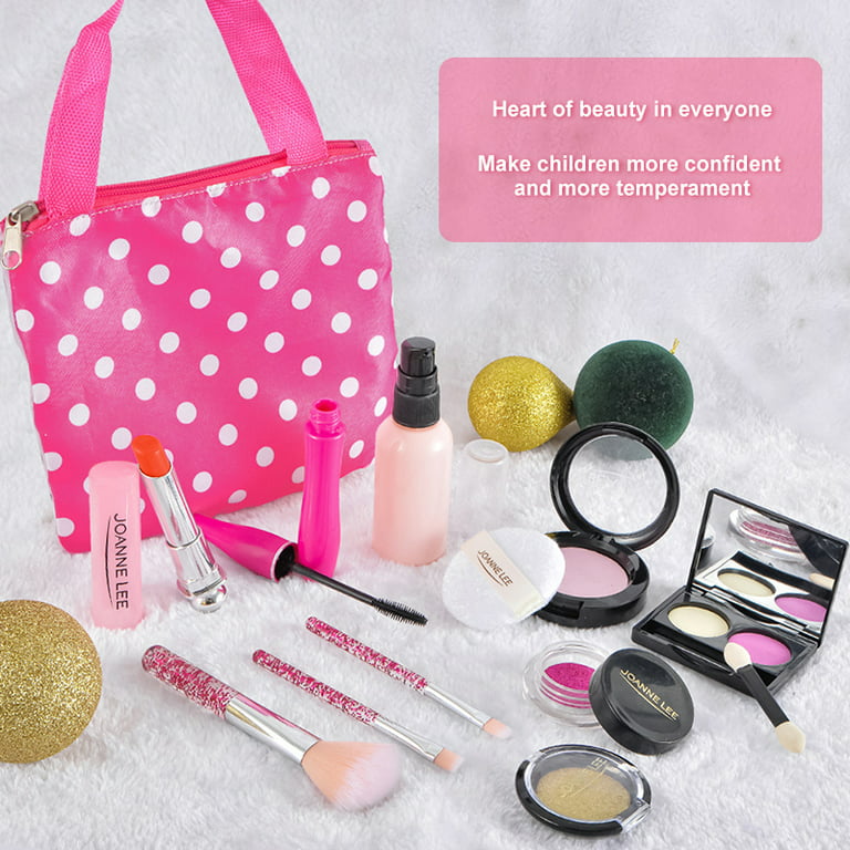 Lnkoo Girls Pretend Play Makeup Sets Fake Make Up Kits with Cosmetic Bag for Little Girls Birthday Christmas Gift , Toy Makeup Set for Toddler Girls