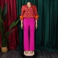 thumbnail image 4 of AURA Plus Size 2 Piece Pant Set Printed Long Sleeve Top Tie Waist Wide Leg Pants Elegant Fall Outfit, 4 of 11