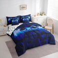 thumbnail image 3 of jejeloiu Teen Video Game 7pcs Bedding Comforter Set,Blue Gamepad Queen Bedding Sets,3D Geometric Plaid Queen Sheet Sets For Boys,Ultra Soft Home Decor Reversible, 3 of 8
