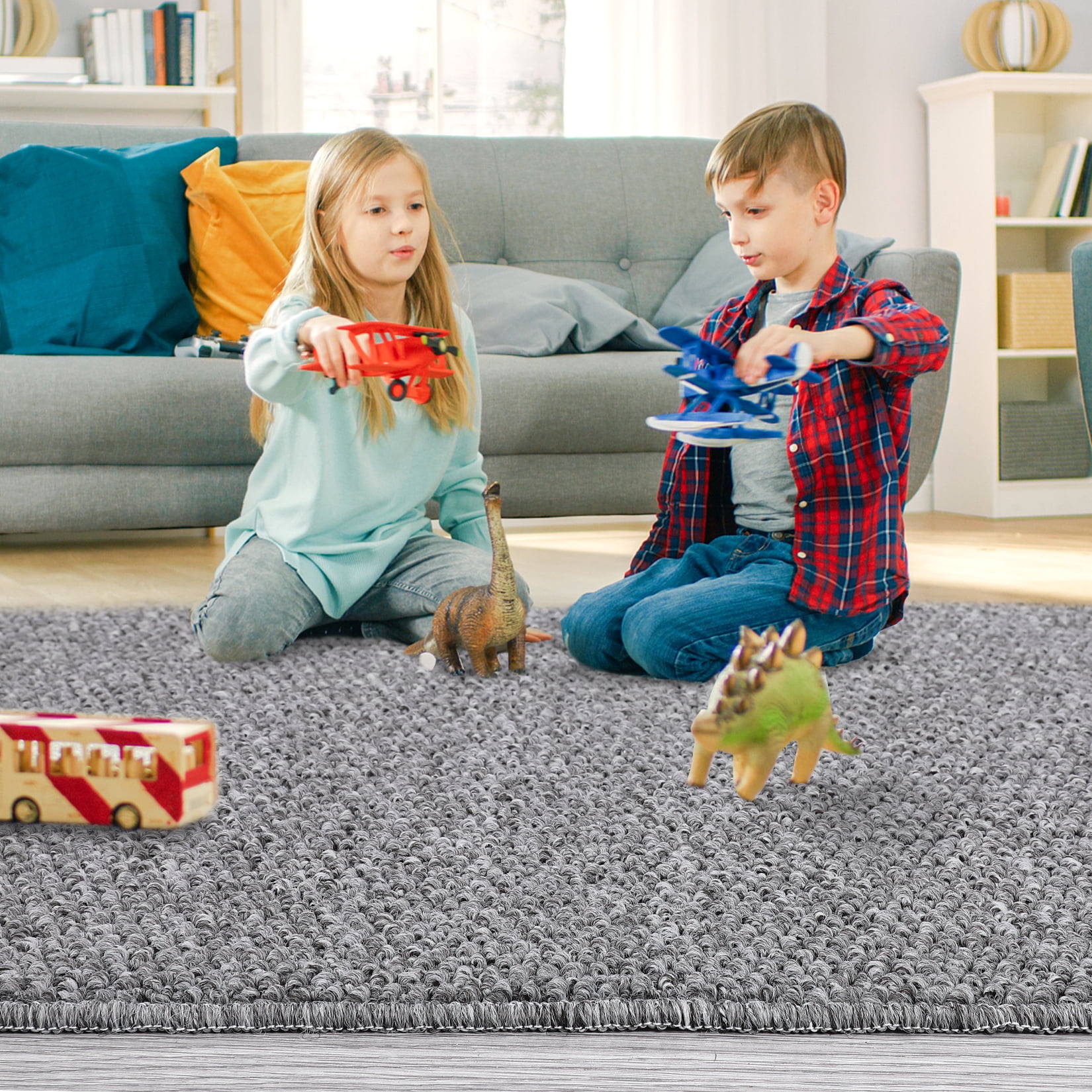 Garvee Modern Solid Runner Rug, 2'x6' Washable Non Slip Backing Rug Low Pile Stain Resistant Indoor Floor Carpet for Hallway Bedroom Laundry, Gray