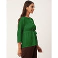 thumbnail image 6 of Moomaya Solid Tie-Up Tops For Women, Quarter Sleeves Round Neck Casual Viscose Top, 6 of 6