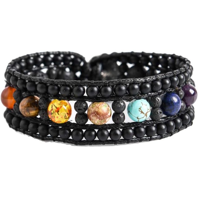 GHSDFBB Bracelet Statue de Poignet en Perles de Pierre Naturelle Fait Main 3 Rangées Grand Collection de Bijoux