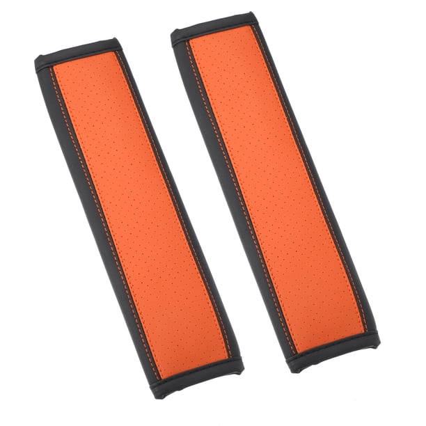 2uds Universal Coche Asiento Cinturón Cubierta Cuello Estera Imitación Cuero Agujero naranja