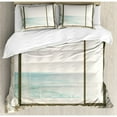 thumbnail image 3 of Beach Duvet Cover Set Twin Size, Apartment Scenery with Wavy Sea Ocean Coastal Home Design Arwork, Decorative 2 Piece Bedding Set with 1 Pillow Sham, White Black and Pale Blue, by Ambesonne, 3 of 3