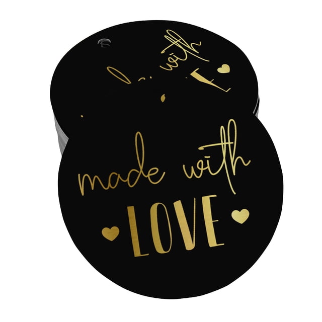Inkdotpot 100 Pack Real Gold Foil Paper Tag Made With Love Text Favor Hang Tag
