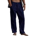 thumbnail image 1 of Men's Linen Pants Casual Loose Pants Drawstring Elastic Waist Sweatpants, 1 of 2