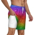 thumbnail image 3 of Picia Rainbow Glitter pattern Mens Swim Trunks with Compression Liner Stretch Beach Shorts Quick Dry with Zipper Pockets No-Chafing Board Shorts-Medium, 3 of 9