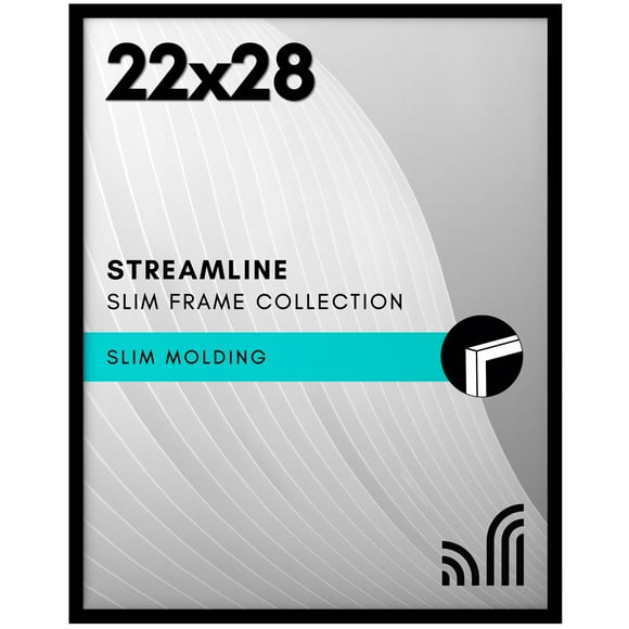 Americanflat 22x28 Poster Frame with Polished Plexiglass - Streamline Collection - Thin Border Picture Frame for Wall Display - Hanging Hardware Incl