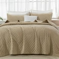 thumbnail image 6 of Beige King Size Quilt Bedding Set (106x96 Inch), 3 Pieces Soft Lightweight Bedspread Coverlet, Boho Summer Quilt King Size for All Season(1 Quilt, 2 Pillow Shams), 6 of 14