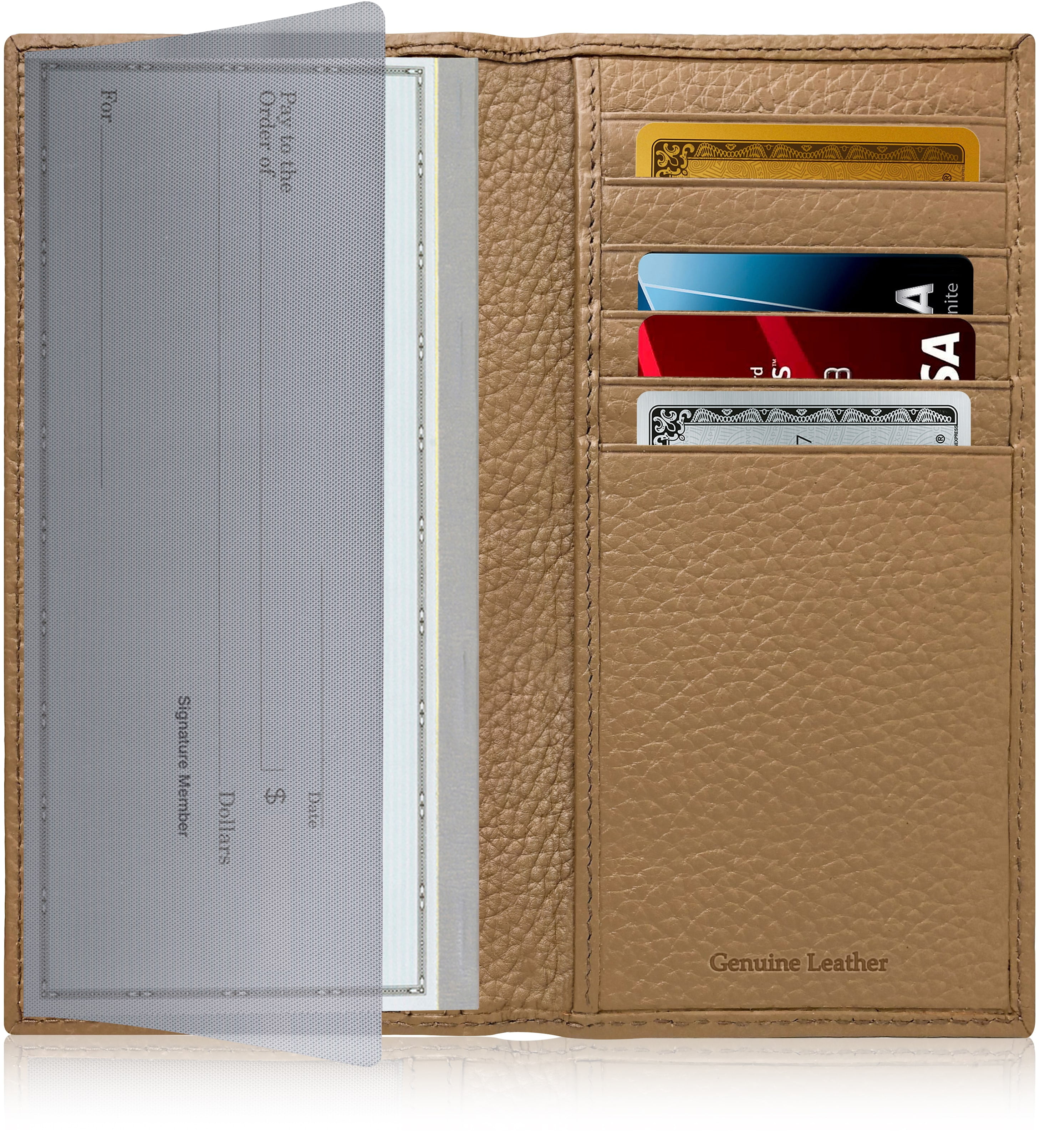 Genuine Leather Checkbook Cover For Men And Women Checkbook Holder