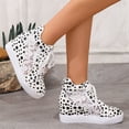 thumbnail image 4 of Wedge Sneakers for Women Hidden High Heeld Dressy Lace up Sneakers High Top Fashion Walking Shoes Lace Casual Platform Sneakers White Size 8.5, 4 of 7