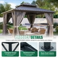 thumbnail image 2 of Clouddwell 10' x 14' Gazebo for Patio, Gazebo Pergola with Sloped Roof, Large Wall-Mounted Heavy Duty Awnings, for Deck, Patio and Backyard,Gray, 2 of 7