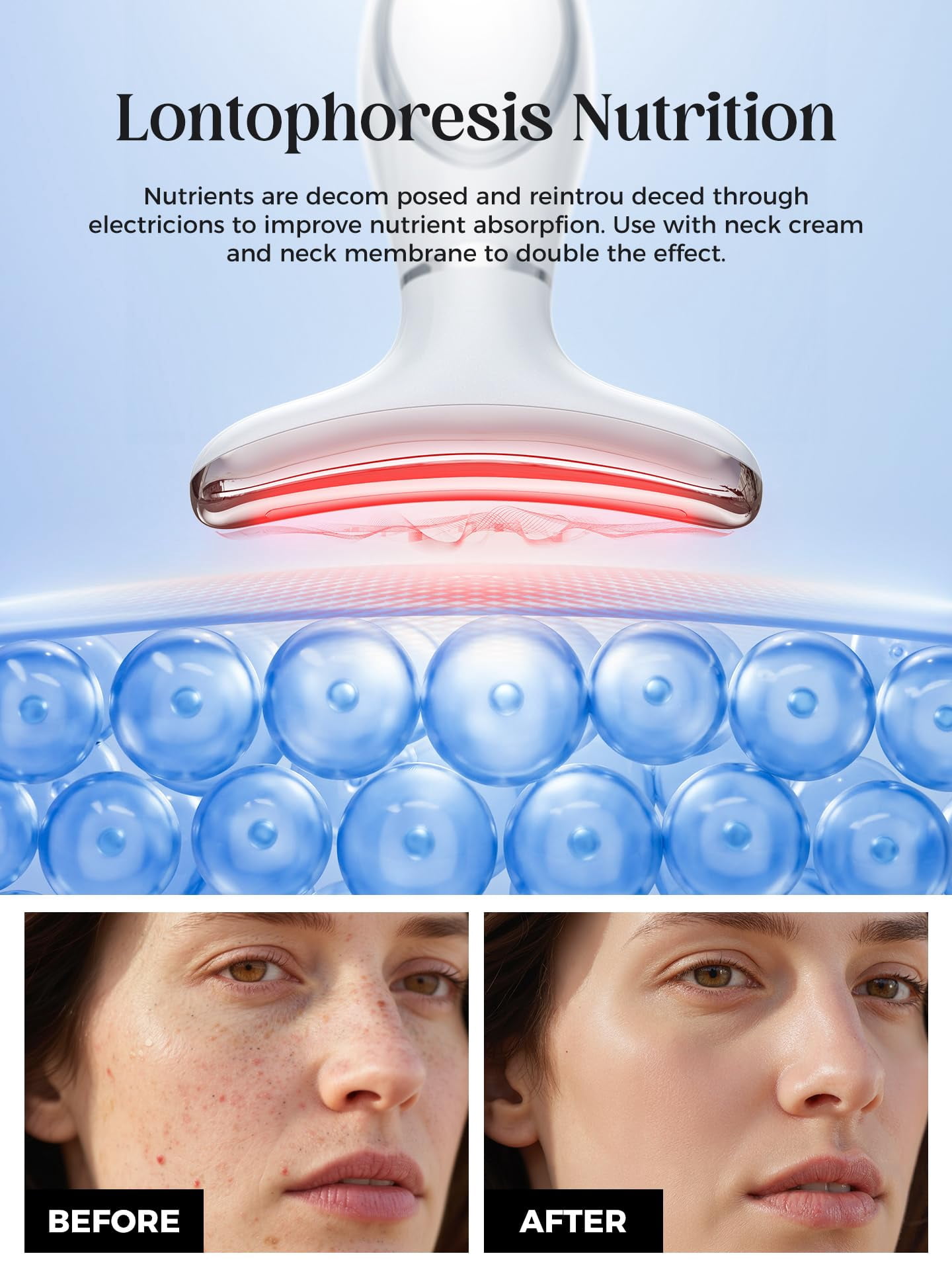 Red Light Therapy Face & Neck Massager, 7-Color LED Phototherapy Beauty Tool with Heat, Vibration & Lifting, Rechargeable Anti-Aging Skin Firming Device