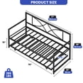 thumbnail image 6 of ModFusion – Modern Twin Daybed with Pull Out Trundle, Metal Day Bed with Adjustable Height, Twin Size Mattress Foundation with Steel Slat Support for Guest Room Living Room - Black, 6 of 7