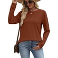 thumbnail image 4 of WIHOLL Sweatshirt for Women Crewneck Long Sleeve Shirts Curved Hem Lightweight Sweaters Fall Clothes, 4 of 10