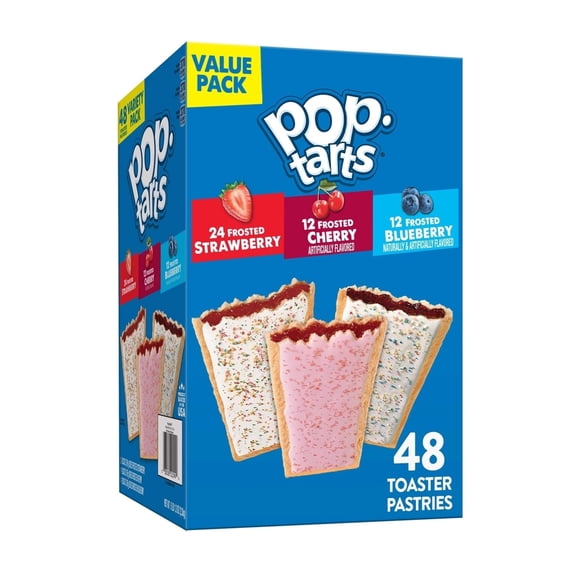 Pop-Tarts Variety Pack Strawberry Cherry and Blueberry (48 Count)