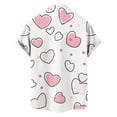thumbnail image 4 of HWRETIE Men's Casual Fashion Turndown Collar Printed Short Sleeve Button Shirt Valentine's Day Style Beach Casual Shirt Trendy Summer Printed Top for Daily Outfits Pink-1, 4 of 6