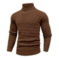 thumbnail image 3 of USNSM Men's Dressy Cable-Knit Sweater Solid Color Long Sleeved Buttoned Mock Neck Pullover for Fall and Winter Brown XL, 3 of 3