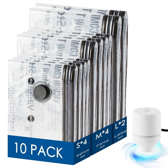 LAFAYTTE Vacuum Storage Bags with Electric Air Pump, 10 Pack Vacuum Seal Bags, Space Saver Vacuum Storage Bags for Clothes, Blankets, Comforters