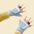 thumbnail image 4 of Guantes de lana con aislamiento térmico sin dedos para mensajes de texto para mujeres y hombres, cálidos y convertibles de punto con solapa Fäustlinge, 4 of 5