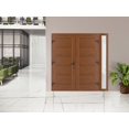 thumbnail image 4 of Front Exterior Prehung Metal-Plastic Double Doors / MANUX 8111 Walnut / Sidelite Exterior Window / Office Commercial and Residential Doors Entrance Patio Garage 86 x 80, 4 of 5