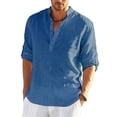 thumbnail image 3 of Men's Long Sleeved Linen Shirt, Cotton And Linen Casual Shirt, S-5xl Top, 3 of 4