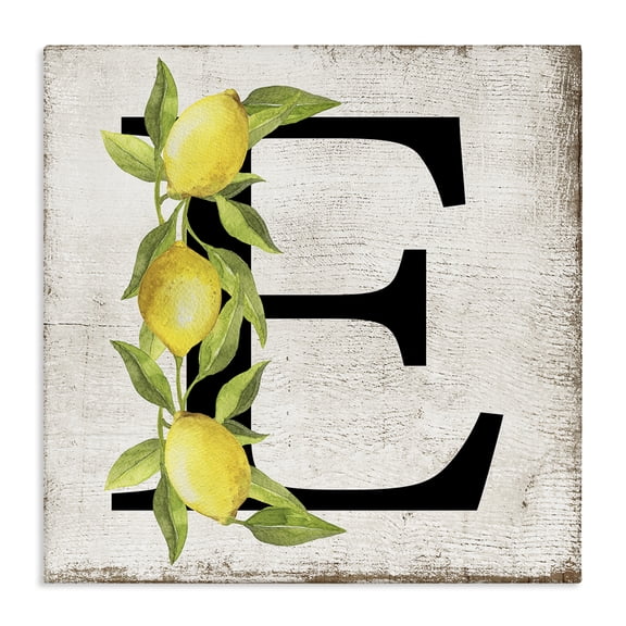 Stupell Industries Rustic Lodge E with Lemon Letter Canvas Art, 17 x 17, by Creatif Belle