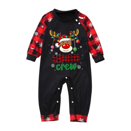 

Christmas Gifts Baby Sleepwear for Christmas Family Matching Pajamas Cute Big Headed Deer Print Pjs Plaid Long Sleeve Tops And Pants Soft Casusal Holiday Sleepwear Polyester Black 100