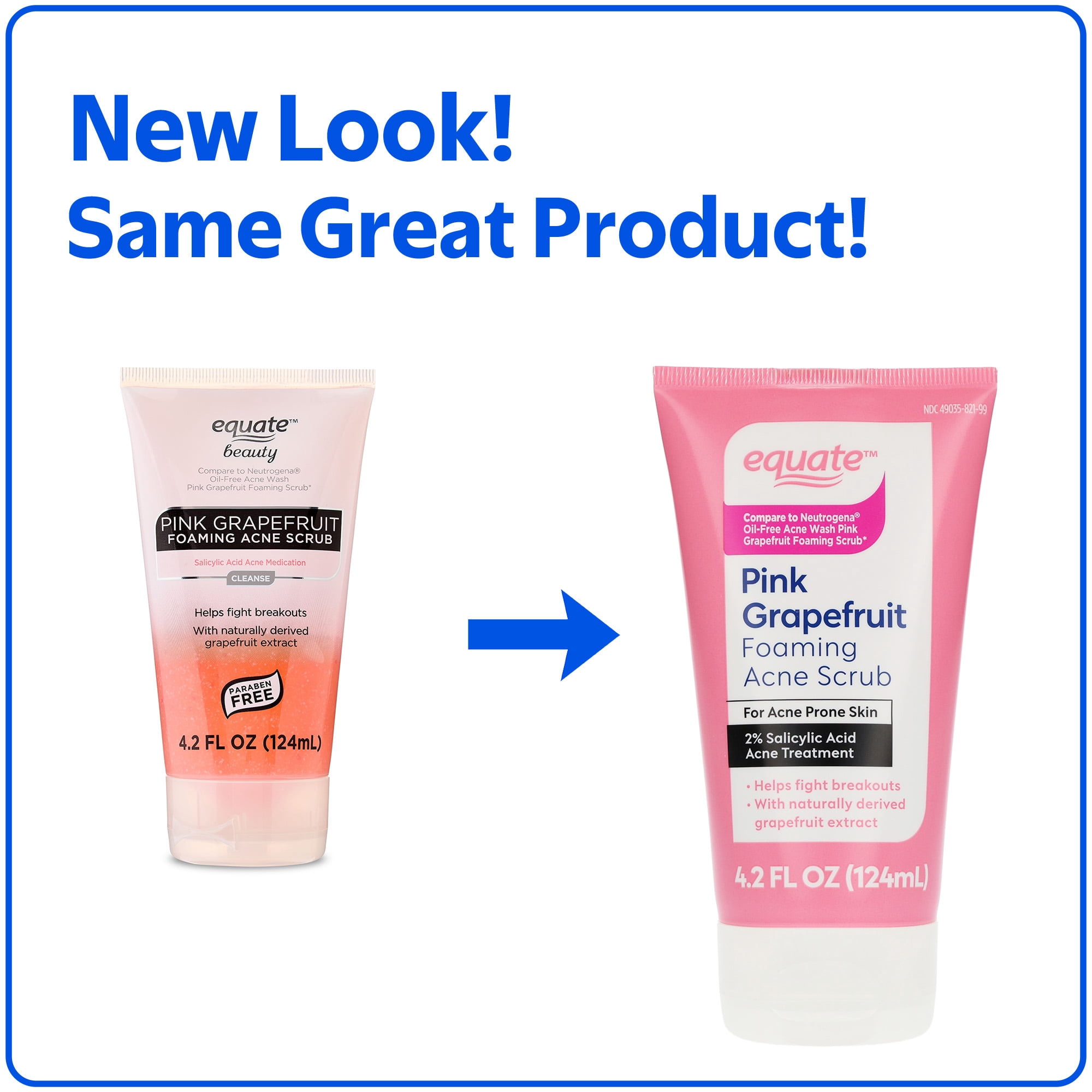 Equate Pink Grapefruit Foaming Acne Scrub, 4.2 fl oz