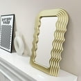 thumbnail image 3 of Simmer Stone Wave Pattern Irregular Makeup Mirror Tabletop Vanity/ Cosmetic Desktop Mirror Hanging/ Wall Mirrors Desk Countertop Dressing for Home Bedroom Decorative Gold, 3 of 8
