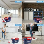 SUGARDAY Spin Mop and Bucket System with Wringer Set for Floors Red