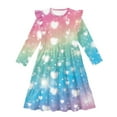 thumbnail image 4 of FKELYI Rainbow Love Print Ruffle Twirly Dress for Girl Long Sleeve Crew Neck Casual Dress for Party Holiday Spring Fall Playwear for 3-14 Y Girls, 7-8 Y, 4 of 6