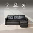 thumbnail image 3 of Ilios Innova | Sofá Cama Kairo Negro de Cuero Sintético, Chaise Longue/Cama Extraíble, 3 Plazas, Estructura de Madera, Funcional y Moderno., 3 of 9