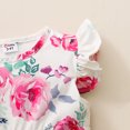 thumbnail image 3 of KIMI BEAR Infant Baby Girls Dresses Outfits 18 Months Infant Girls Summer Clothes 24 Months Girls Sunflower Fly Sleeve T-shirt Denim Shorts 2PCs Set, Dark Pink, 3 of 9