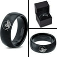 thumbnail image 4 of Tungsten Unicorn Pegasus Horse Creature Band Ring 8mm Men Women Comfort Fit Black Dome Polished, 4 of 4