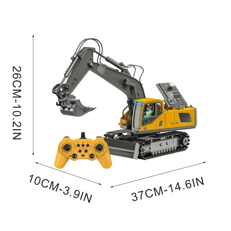 Remote Control Excavator RC Toy With 360 Rotation Rechargeable 13Channel Metal RC Hydraulic Excavator Remote Control Excavator With Sound Light D Walmart