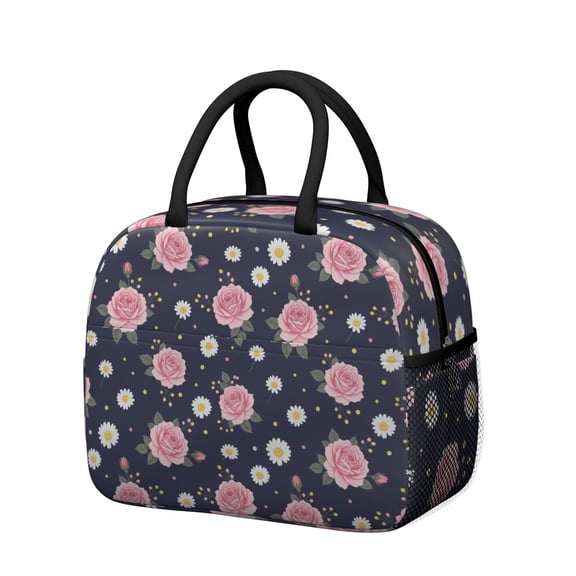Womens Pioneer Flower Floral Print Pattern Lunch Box for Work,Insulated Lunch Bag for Women,Loncheras Para Mujer,Leakproof Adult Lunch Bag for Work,Beach,Travel,Picnic,Camping