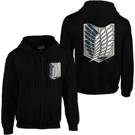 Attack on Titan Survey Corps Adult Full Zip Hoodie Black Small