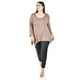 thumbnail image 5 of Blusa asimetrica con pedreria Roman Fashion /Tallas Extras, 1-204N (Cafe) cafe 38, 5 of 6