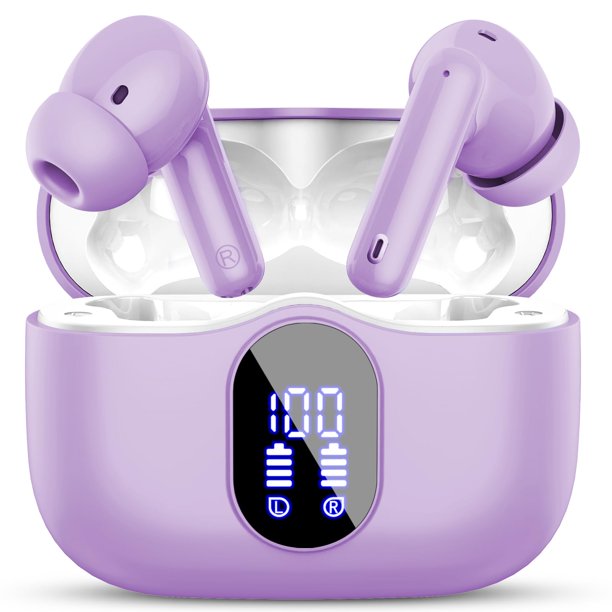 Auriculares inalámbricos Btootos Bluetooth 5.4 con cancelación de ruido, morados