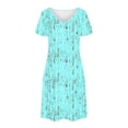 thumbnail image 4 of Pisexur Robes Femmes Belle Robe d'Été pour la Mode Féminine d'Été Imprimé à Manches Courtes Col en V Robe Décontractée Vert Menthe,G, 4 of 7