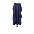 thumbnail image 1 of facefd Robe Ample Femme Manches Courtes Printemps Été Robe Col Rond Jupe Irrégulière Décontractée Couleur Unie Robes Longueur Genou Mode Bleu Foncé m, 1 of 5