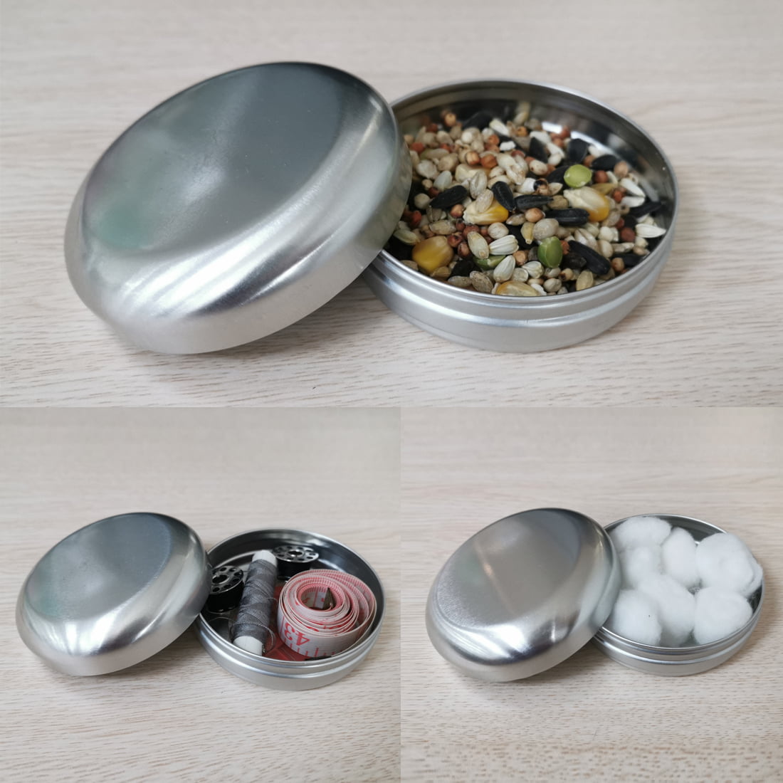 Unique Bargains Round Aluminum Cans Tin Can Screw Top Metal Lid Containers  Silver Tone 1.73x0.71 6 Pcs : Target